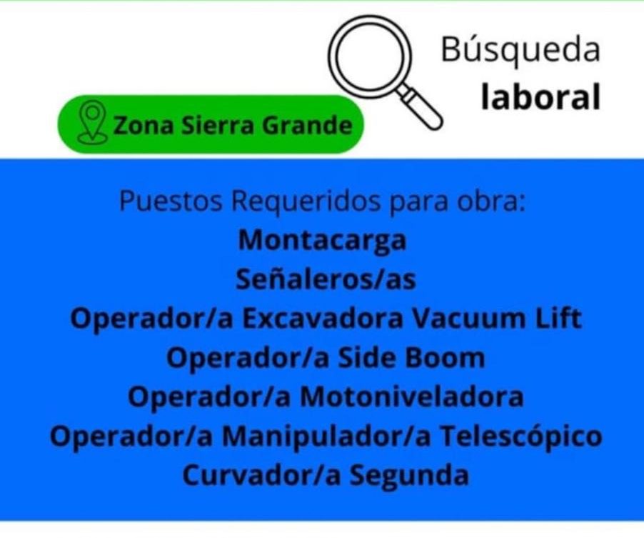 Gran convocatoria laboral en Sierra Grande: se busca personal para obra estratégica en Río Negro